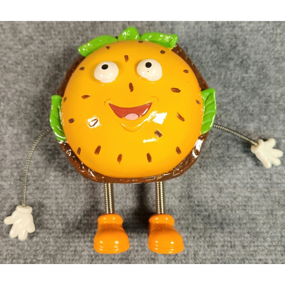 Unbranded Hamburger Coin Bank Unisex OS Orange Spring Limbs Novelty EUC